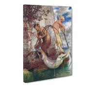 Mermaid Caught In The Net By Arnold Bocklin Canvas Print | Gallery Wrapped 30mm Frame Wall Art | 30x20 inches | Ready to Hang | Classic Picture | Living Room Bedroom Lounge Office