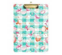 Mermaid Checkered Storage Box With Large Clip Hard Board For Teacher Class Materials Basic Size 9x12