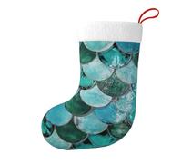 mermaid Christmas Stocking 17.7", Festive Hanging Sock for Fireplace Mantel, Holiday Decorations