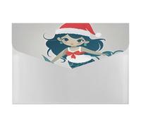 Mermaid Christmas Wear Expanding File Folder 6 Pockets Accordion File Organizer Portable Letter A4 Size Folders with Snap Closure for Document Paper Receipt Office Supplies