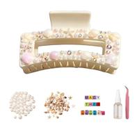 Mermaid Claw Clips, DIY Ocean Beach Theme Hair Claw Kit, DIY Acrylic Hair Clips Kit with Seashells, Pearls, Letter Beads, Seaside Fantasy Mermaid Hairs Accessories for Women Girls (#A)