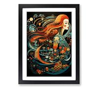 Mermaid Constructivism Framed Wall Art Print A2 Black
