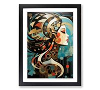 Mermaid Constructivism Framed Wall Art Print A2 Black