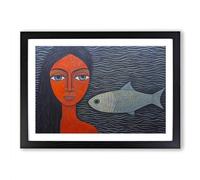 Mermaid Contemporary Framed Wall Art Print A2 Black