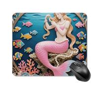 Mermaid Coral Comb Square Mouse Pads Non-Slip Rubber Base Mouse Mat Cute Mousepad Funny Computer Desk Accessories for Office Home Gaming Work 25 * 30cm