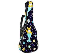 Mermaid Corgis Navy Blue Guitar Gig Bag Guitar Backpack with Adjustable Shoulder Strap Guitar Case for Under 42 Inch Bass Classical Folk Guitar