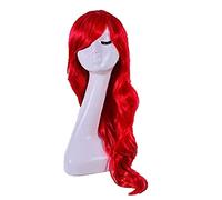 Mermaid Cosplay Wig for Women Girls Princess Party Wig Red Long Wavy Wig Halloween Heat Resistant Synthetic Hair + Wig Cap