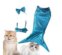 Mermaid Costume for Cats, Mermaid Outfit for Cats - Dog Clothes with Bowknot Headband and Halter Neck Top | Kitten Outfit for Puppy Cat Creative Photo Props Funny