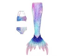 Mermaid Costume Kids Tail for Swimming - Toddler Girls Swimsuit with Skirt Cover-Ups, Cute Princess Tankini