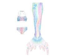 Mermaid Costume Kids Tail for Swimming - Toddler Girls Swimsuit with Skirt Cover-Ups, Cute Princess Tankini