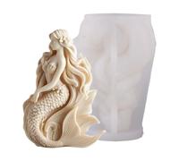 Mermaid Craft Molds - Reusable Wax Supplies, Marine Creature Shape | Plaster Desktop Ornament, Mythical Sea Goddess Artistic Casting Kit with Flexible Silicone Detail