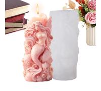 Mermaid Craft Molds - Reusable Wax Supplies, Marine Creature Shape | Plaster Desktop Ornament, Mythical Sea Goddess Artistic Casting Kit with Flexible Silicone Detail