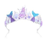 Mermaid Crown Tiara for Women Sparkling Handmade Seashell Starfish Mermaids Cosplay Hair Accessories for Beach Costume, Standard