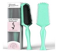 Mermaid Curly Hair Brush Volume Curly Defining Brush for Effortlessly Detangling Shaping and Styling Curls, Curl Brushes Suitable for All Wet or Dry Hair Types, Gifts Idea for Women and Men (Green)
