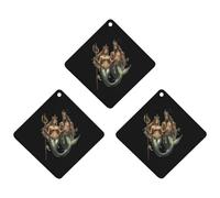 Mermaid Cute Queen And King Hanging Car Air Fresheners 3Pcs Aromatherapy Tablets Automotive Fragrance Scented Card Decor Rhombus