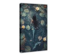 Mermaid Dark Academia Poster Print The Lake Goth Moody Victorian Wall Art Aesthetic Dark Art Decor Cottage Gothic Lake