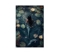Mermaid Dark Academia Poster Print The Lake Goth Moody Victorian Wall Art Aesthetic Dark Art Decor Cottage Gothic Lake