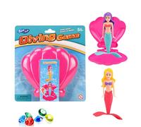 Mermaid Diving Toys for Swimming Pool,2pcs Mermaid Diving Toys with Hot Pink Shell & 6 Sinking Dive Gem,Swimming Pool Sinking Toy Kids Pool Toy Accessories,Princess Diving Games Training Girls Gifts