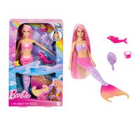 Mermaid Doll, “Malibu” with Pink Hair, Styling Accessories, Pet Dolphin and Water-Activated Color Change Feature, HRP97