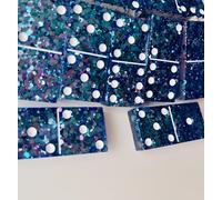 Mermaid Dominoes blue lilac set of 28 Handmade Resin glittery Dominoes collectible family fun games night