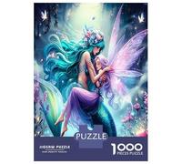 Mermaid Fairy 1000 Pieces Classic Jigsaw Puzzle Enchanted Sea Fantasy Jigsaw Puzzle Set Thick Cardboard Impossible Hard Challenging Relaxation Creativity Gift Giving Indoor Leisure Puzzle 70x50cm/1000