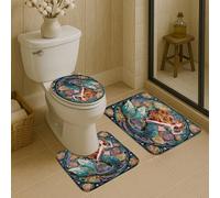 Mermaid Fantasy Quick Dry Bath Mat, Nautical Art Absorbent Non Slip Shower Mat, Ocean Memory Foam Washable Bath Rugs for Bathroom Toilet Restroom Decorative