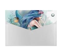 Mermaid File Folder, 6-Pocket Expanding Accordion Folder with Snap Closure, Waterproof Document Organizer for Home, Office & Travel
