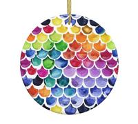 Mermaid Fish Scale Print Ceramic Ornament Holiday Hanging Ornament Christmas Ornament Present Ideas