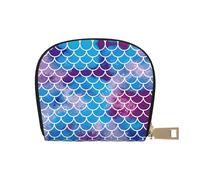 Mermaid Fish Scale Print Coin Purse Wallet,Cute Leather Credit Card Holder Zipper Mini Pouch Change Purses