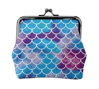 Mermaid Fish Scale Print Compact Coin Purse 4.52 x 4.13in Cute Mini Wallet with Kiss Lock Waterproof Pouch