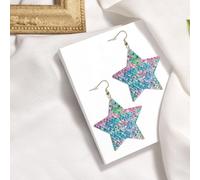 Mermaid Fish Scale Print Elegant Leather Star Earrings-Fashionable And Unique Accessories For Everyday Wear