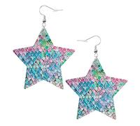 Mermaid Fish Scale Print Elegant Leather Star Earrings-Fashionable And Unique Accessories For Everyday Wear