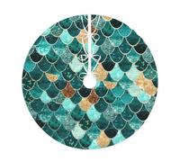 Mermaid Fish Scale Print Print Christmas Tree Skirt,New Year Winter Christmas Tree Decoration,Suitable For Family Parties
