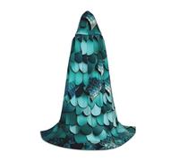 Mermaid Fish Scale Print Print Halloween Hooded Cloak Masquerade Cosplay Costume Unisex Witch Robe Cloak with Hood Cape, Black, S