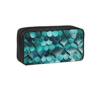 Mermaid Fish Scale Print Print Large Pencil Case Big Capacity Pen Case Durable Pencil Box Stationery Bag for Travel Makeup