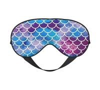 Mermaid Fish Scale Print Silk Sleep Mask with Adjustable Buckle Stylish Eye Mask for Women Travel Nap Shift Work Office