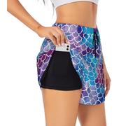 Mermaid Fish Scale Women's Athletic Shorts Cycling Activewear Running Yoga Workout Sport Exercise Black