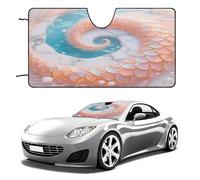 Mermaid Fish Scales Marble Car Windshield Sun Shade - Reflector Sunshade Offers Ultimate Protection for Car Interior, Cool Reflective Sun Blocker Fits Small Sedans, Mini SUVs 55"x30"