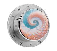 Mermaid Fish Scales Marble Kitchen Timer 60 Minute Visual Wind Up Timers Indoor Mechanical Timers with Magnetic Base Stainless Steel Timer for Home Cooking Time Management Tool