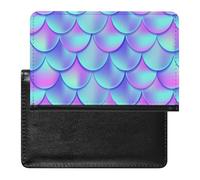 Mermaid Fish Tail Scales Purple Blue Gradient Style Fish Scales Women's Passport Protector, Men's Passport Protector, PU Travel Passport Protector for Women Men Worker 5.8 x 3.9 x 0.4 inch