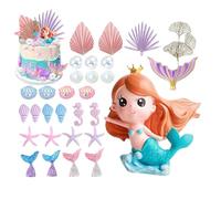 Mermaid Fish Tails Birthday Cake Toppers, Bubbles and