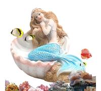 Mermaid Fish Tank Statue - Resin Statue Figurines Miniature, Premium Hand Painted Underwater Character, Nautical Thematic Aquarium Ornament, Safe Resin Coral Ledge | For Fish