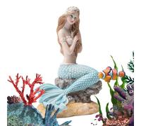 Mermaid Fish Tank Statue - Resin Statue Figurines Miniature, Premium Hand Painted Underwater Character, Nautical Thematic Aquarium Ornament, Safe Resin Coral Ledge | For Fish