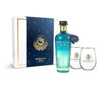 Mermaid Gin Gift Set - 2 Mermaid Tumblers with Smooth Yet Complex, Refreshing & Invigorating London Dry Gin, Vegan & Gluten Free 70cl