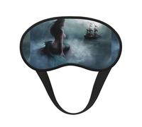 Mermaid Girl and Sailing On Sea Pirate Ship Sleep Mask for Side Sleeper, Eye Mask Sleeping for Women Men,for Sleeping with Elastic Band