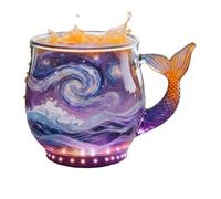 Mermaid Glass Mug, Versatile and Decorative, 11x11x8.6cm, 3D Mermaid Tail Cup, Sea Themed Coffee Cup, Hot and Cold Drink Friendly, for Coffee, Tea, Milk, Chocolate, Or Beer