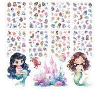 Mermaid Glitter Stickers for Children, 8 PCS Cute Holographic Stickers, Waterproof & Scratch-Resistant Decals for Books, School Bags, Tablets, Bicycles and Drinking Cups, No Residue