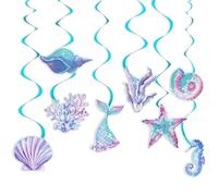 Mermaid Hanging Swirls, Under The Sea Party Decorations, Starfish Seashell Garland Mermaid Party Decorations, Paper Bunting Streamers for Seas and Oceans Themed Birthday Decorations