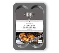Mermaid Hard-Anodised 6-Cup Yorkshire Pudding Tray - Professional Non-Stick Baking Pan for Giant Yorkshires, Tartlets & Roast Dinner - UK Made by Samuel Groves - The Oldest UK Cookware Brand (6 Cup)