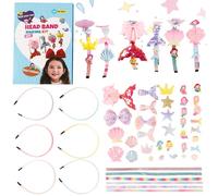 Mermaid Headband Making Kit, 43PCS Mermaid Hair Accessories Set DIY Hairbands Creative Craft Kits DIY Craft Kits Hair Accessories Headband Gift for Kids Birthday Christmas Carnival